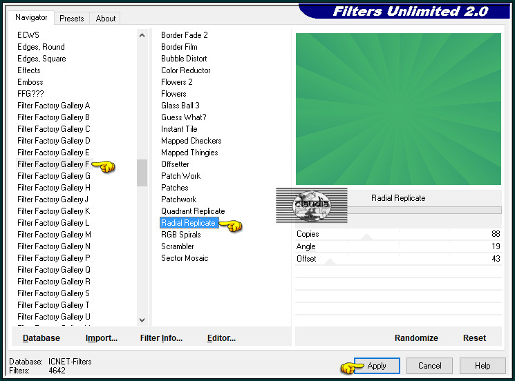 Effecten - Insteekfilters - <I.C.NET Software> - Filters Unlimited 2.0 - Filter Factory Gallery F - Radial Replicate :